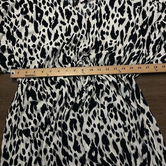 Animal Print Dress Women Extra Large XL High Low Frayed Hem Rayon V-neck Keyhole - Picture 9 of 14